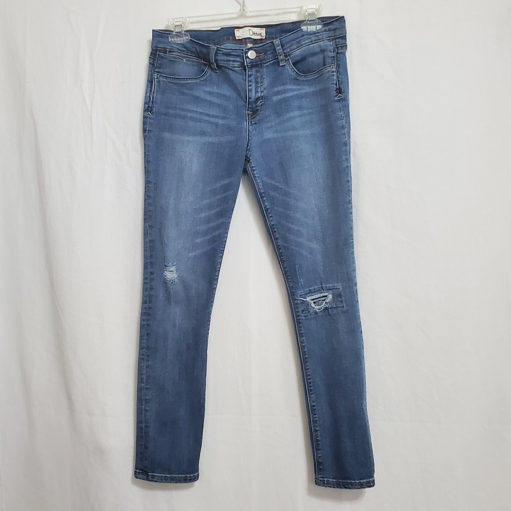 Dittos Distressed Patched Slim Fit Jeans 30 Waist